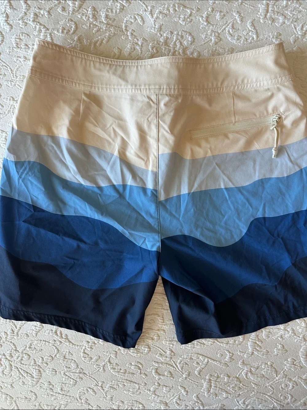 NWT Marine Layer Blue Wave 4-Way Stretch Board Shorts Size 30 Custom Patch